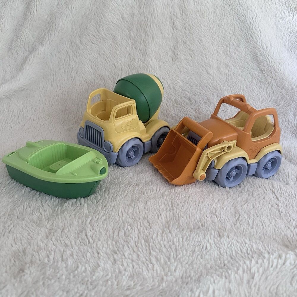 Green Toys Construction Cars Boat Lot Of 3 Toddler Trucks Eco Friendly